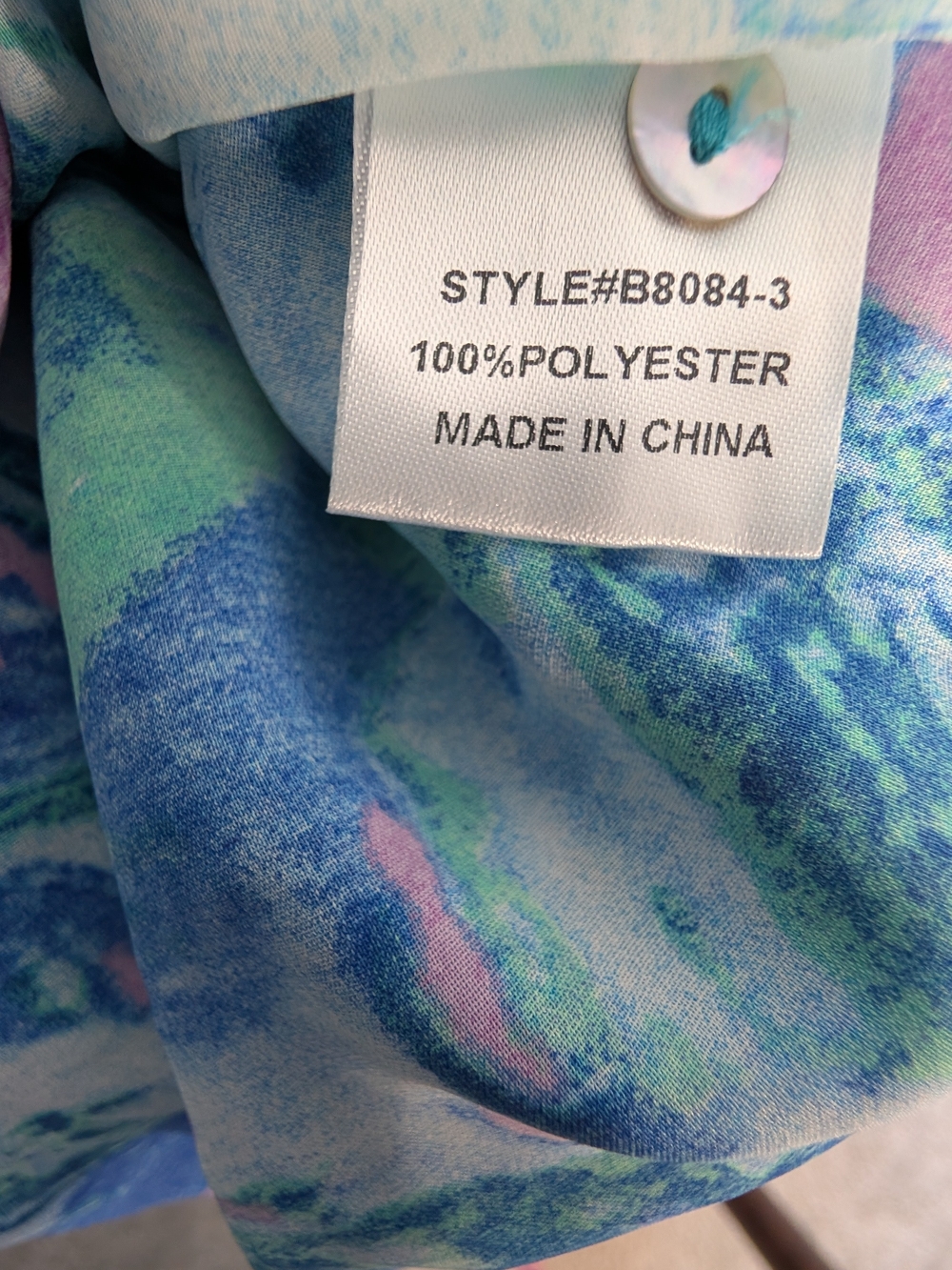 JODIFL Marble Print Ruffle-Sleeve Blouse with Pink & Green Swirls Oversized S - Picture 7 of 8
